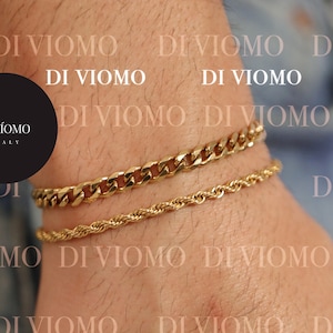 18K Gold Cuban Link Bracelet, Waterproof Bracelet, Mens Gold Cuban Curb Bracelet, Stainless Steel, Mens Jewelry, Cuban Chain for Men Gift