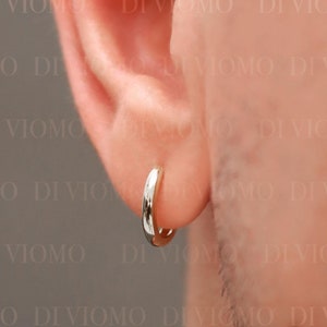Silver Huggie Earring, Sterling Silver Earring, Silver Hoop Earring, Mens Earring Mens Hoop Earring, Hoop Earring For Men Waterproof Earring
