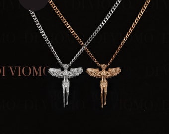 18k Gold Angel Pendant Necklace, Angel Pendant Chain, Angel Layered Set, Waterproof Necklace, Stainless Steel, Necklace For Men Gift For Him