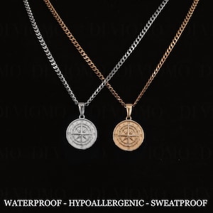 Silver Compass Pendant Chain Man Necklace Stainless Steel Gold Compass Pendant Necklace For Man Jewelry Gift For Him Gift For Boyfriend