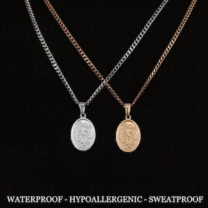 Colgante de San Miguel de oro de 18 quilates, medalla de San Miguel, collar de Arcángel Miguel, colgante protector, collar para hombre, regalo para hombre, regalo para novio.