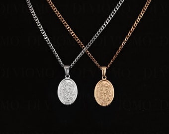 18k Gold St Michael Pendant Saint Michael Medal Archangel Michael Necklace Protector Pendant Necklace For Men Gift For Man Boyfriend Gift