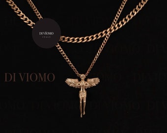 18k Gold Angel Pendant Necklace, Angel Pendant Chain, Angel Layered Set, Waterproof Necklace, Stainless Steel, Necklace For Men Gift For Him