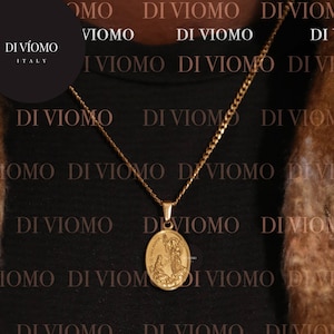 Colgante de San Rafael en oro de 18 quilates, medalla de San Rafael, collar del Arcángel Miguel, colgante protector, collar de acero inoxidable para hombre, regalo para hombre