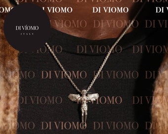18k Silver Angel Pendant Necklace, Waterproof Necklace, Gold Angel Pendant Angel Necklace For Men Gift For Him Gift For Boyfriend