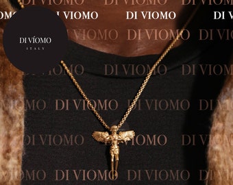 18k Gold Angel Pendant Necklace Angel Pendant Chain, Angel Layered Set, Waterproof Necklace, Stainless Steel, Necklace For Men Gift For Him