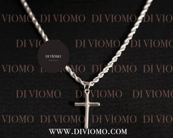 18k Silver Cross Necklace Gold Cross Necklace Men Gold Cross Pendant Christian Jewelry Boyfriend Gift Gift For Him Gift For Boyfriend