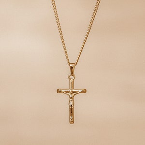18k Gold Crucifix Necklace Gold Cross Necklace Man Necklace For Man Jewelry Gold Cross Boyfriend Gift Gift For Him Gift For Boyfriend