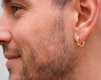 18k Gold Huggie Ohrring, Sterling Silber Ohrring, Gold Hoop Ohrring, Herren Ohrring Herren Hoop Ohrring, Hoop Ohrring für Männer wasserdicht Ohrring