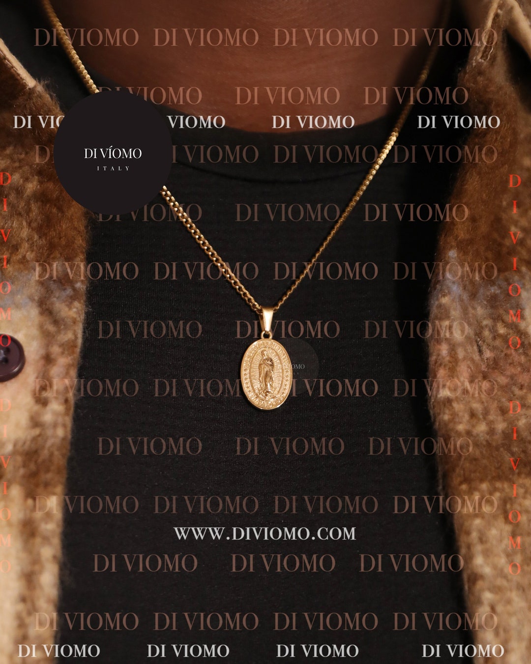18k Gold St Mary Pendant Saint Mary Medal Virgin Mary Necklace ...