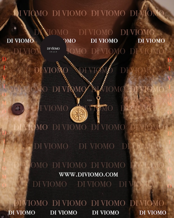 18k Gold Crucifix Necklace, Gold Cross Necklace, Man Necklace For Man, Gold Cross Stainless Steel, Waterproof Necklace, Gift For Him