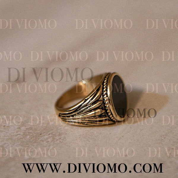 18k Gold Black Onyx Ring, Black Stone Ring Men, Men's Black Stone Ring, Black Signet Ring Men, Stainless Steel, Waterproof Ring, Gift