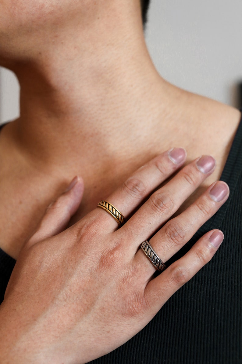 18k Gold Onyx Ring Set, schwarzer Steinring Männer, Herrenring schwarzer Stein, schwarzer Siegelring Männer, Edelstahl, wasserdichter Ring, Geschenk Bild 7