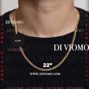 18K Gold Cuban Link Chain, Waterproof Necklace, 22&quot; Mens Gold Cuban Curb Chain Stainless Steel Chain Mens Jewelry, Cuban Chain for Men Gift