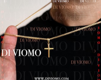 18k Gold Cross Necklace, Gold Cross Necklace, Men Waterproof Necklace, Gold Cross Pendant Christian Jewelry, Gift For Him Gift For Boyfriend