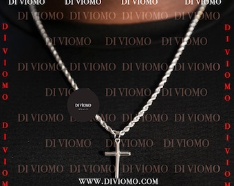 Collar de cruz de plata de 18 quilates, collar de cruz de oro para hombre, colgante de cruz de oro, joyería cristiana, regalo de acero inoxidable para él, regalo para novio