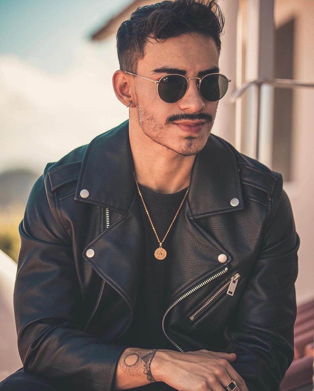 18k Gold Compass Necklace North Star Pendant Chain Man Etsy