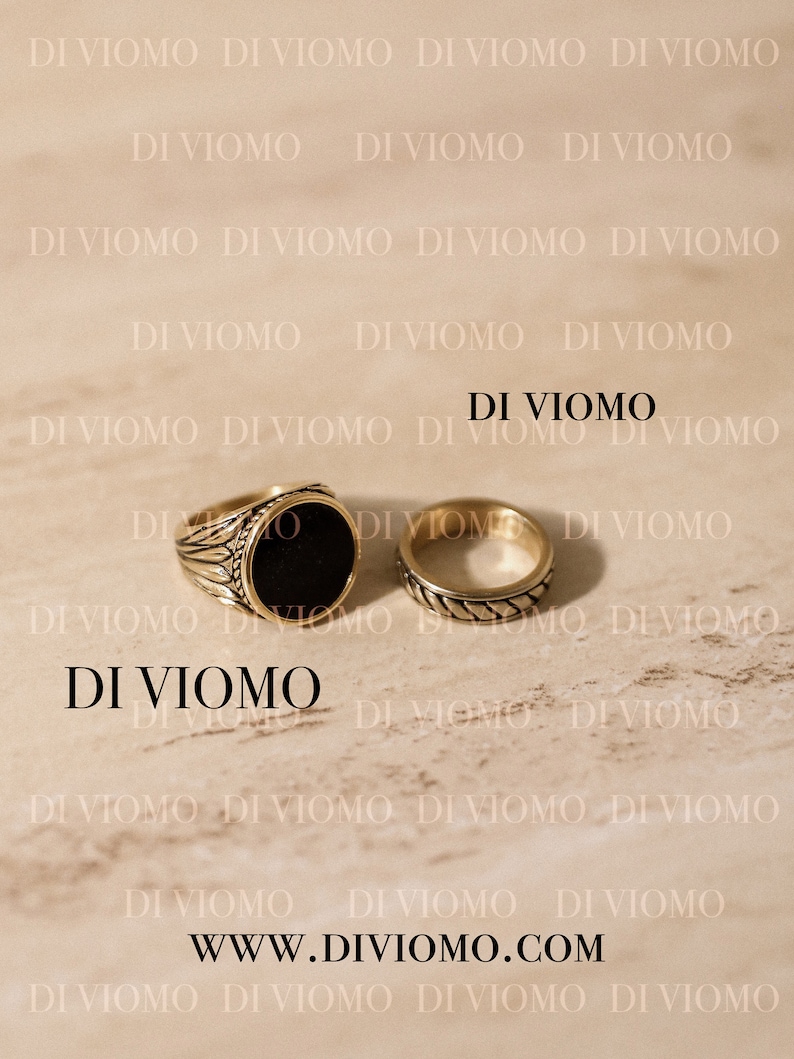 18k Gold Onyx Ring Set, schwarzer Steinring Männer, Herrenring schwarzer Stein, schwarzer Siegelring Männer, Edelstahl, wasserdichter Ring, Geschenk Gold Ring Set