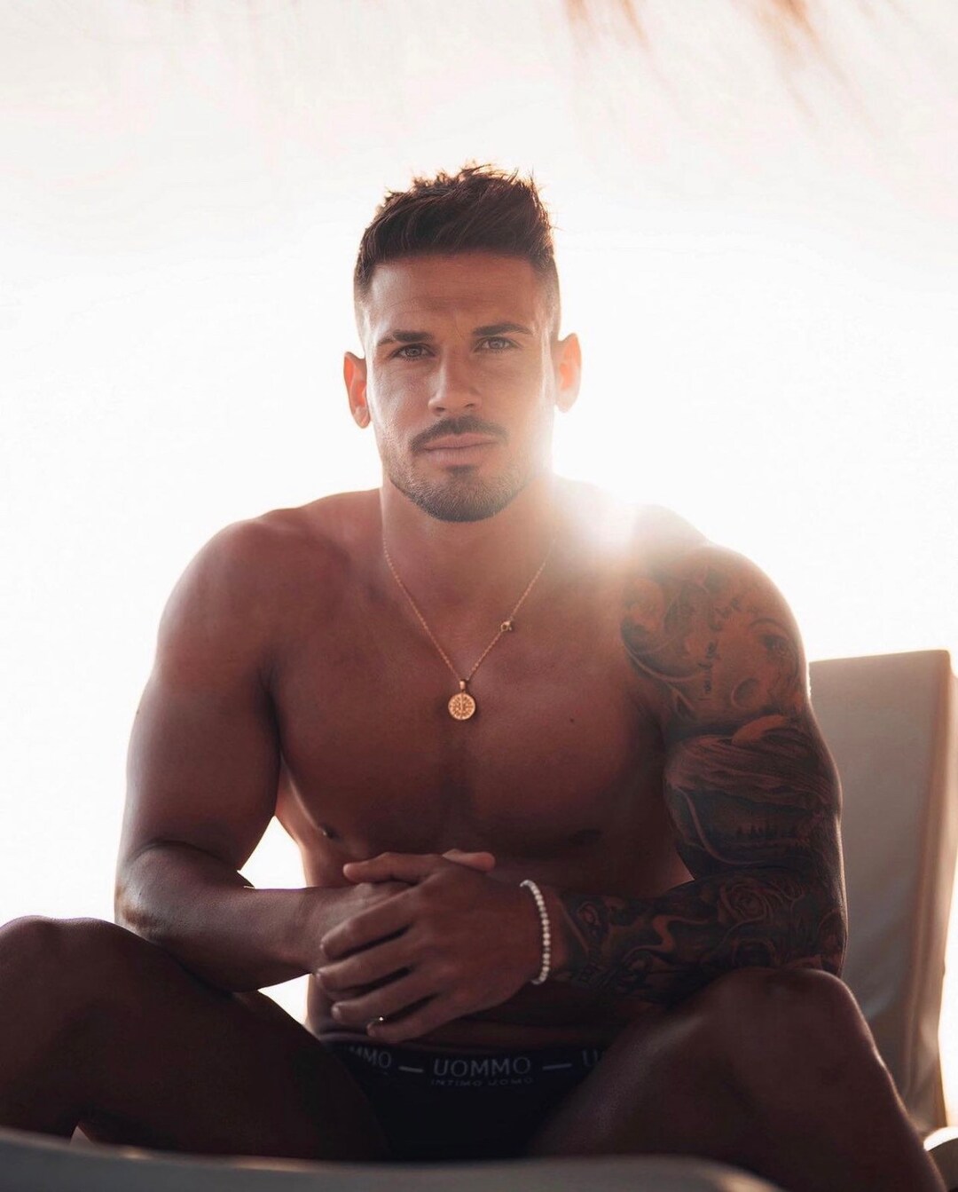 18k Gold Compass Necklace North Star Pendant Stainless Steel Man