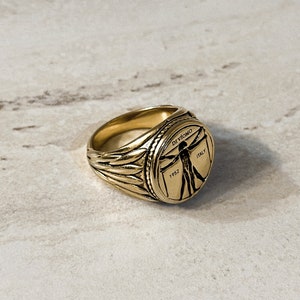 18k Gold Onyx Ring Men, Waterproof Rings For Men, Gold Ring Men, Silver Rings Men, Silver Ring Man, Ring Man, Stainless Steel, Gift for Him Gold Da Vinci