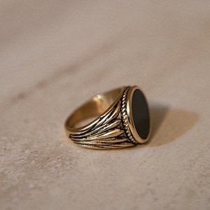 18k Gold Onyx Ring Men, Waterproof Rings For Men, Gold Ring Men, Silver Rings Men, Silver Ring Man, Ring Man, Stainless Steel, Gift for Him Gold Onyx