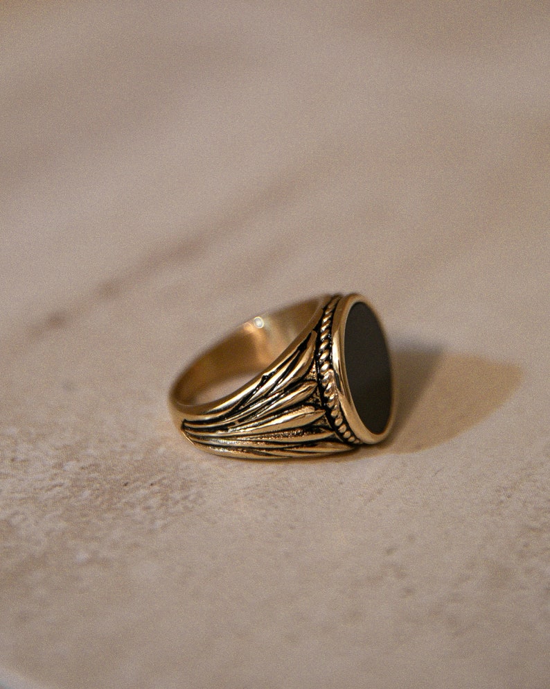 18k Gold Onyx Ring Men, Waterproof Rings For Men, Gold Ring Men, Silver Rings Men, Silver Ring Man, Ring Man, Stainless Steel, Gift for Him Gold Onyx