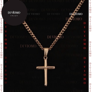 18k Gold Cross Necklace, Gold Cross Necklace, Men Waterproof Necklace, Gold Cross Pendant Christian Jewelry, Gift For Him Gift For Boyfriend