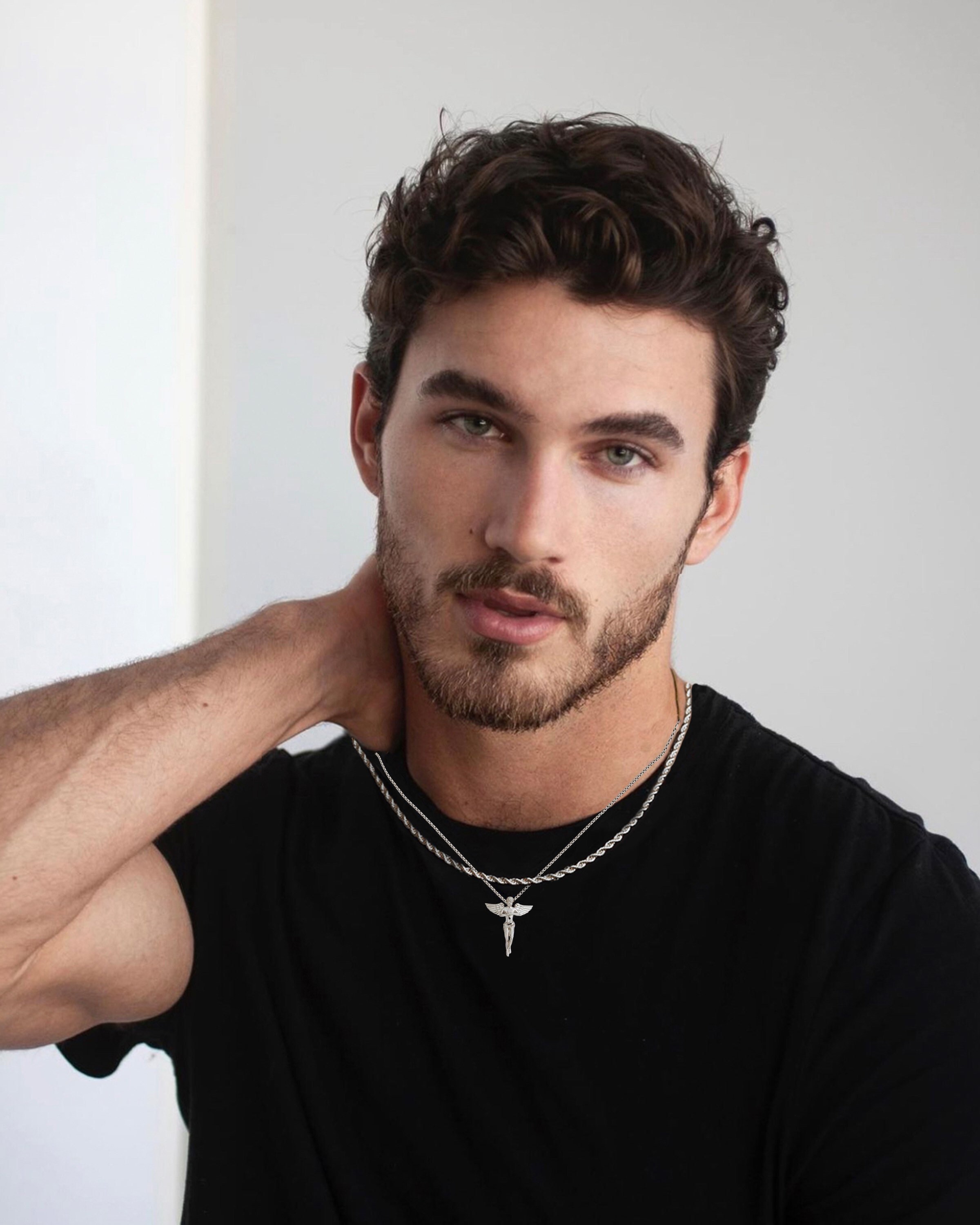 Mens layered necklace set store
