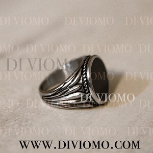18k Gold Onyx Ring Set, schwarzer Steinring Männer, Herrenring schwarzer Stein, schwarzer Siegelring Männer, Edelstahl, wasserdichter Ring, Geschenk Silver Onyx Ring