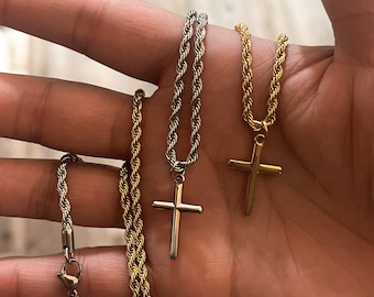 Mens Gold Cross Necklace - Etsy