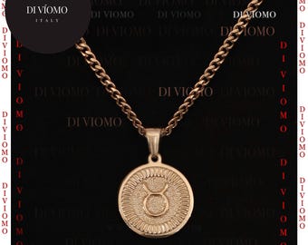 18k Gold Taurus Anhänger Halskette, Sternzeichen Halskette, Gold Taurus Halskette, wasserdichte Halskette, Edelstahl, Geschenk für ihn, Geburtstagsgeschenk