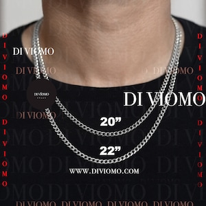 18k Silver Cuban Link Chain, Waterproof Necklace, Mens Gold Cuban Curb Chain Stainless Steel Chain Mens Jewelry, Cuban Chain for Men