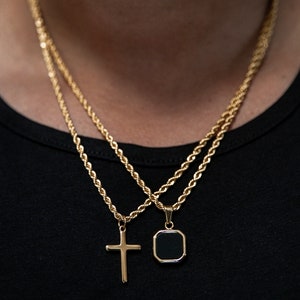 18k Gold Cross Necklace Gold Cross Necklace Stainless Steel Men Gold Cross Pendant Christian Jewelry Gift For Him Gift For Boyfriend image 4
