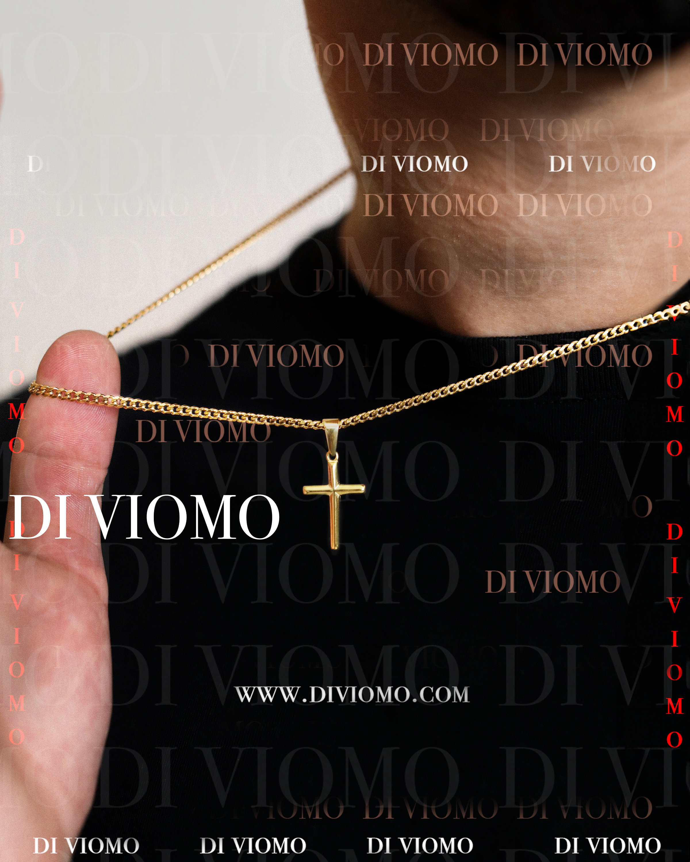 18k Gold Cross Necklace, Gold Cross Necklace, Men Waterproof Necklace, Gold Cross Pendant Christian Jewelry, Gift For Him Gift For Boyfriend