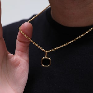 18k Gold Kreuz Halskette Gold Kreuz Halskette Edelstahl Herren Gold Kreuz Anhänger christlicher Schmuck Geschenk für Ihn Geschenk für Freund Gold Onyx