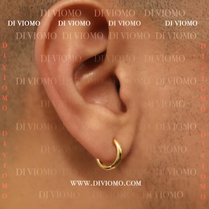 18k Gold Huggie Earring, Sterling Silver Earring, Gold Hoop Earring, Mens Earring Mens Hoop Earring, Hoop Earring For Men Waterproof Earring