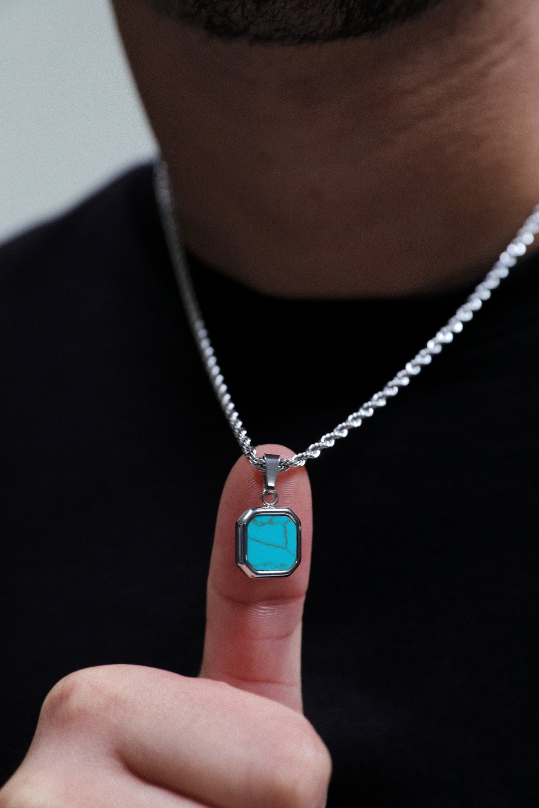 Turquoise stone pendant necklace outlet