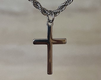 18k Silver Cross Necklace Gold Cross Necklace Men Gold Cross Pendant Christian Jewelry Boyfriend Gift Gift For Him Gift For Boyfriend