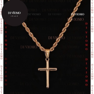 18k Gold Cross Necklace Gold Cross Necklace Stainless Steel Men Gold Cross Pendant Christian Jewelry Gift For Him Gift For Boyfriend