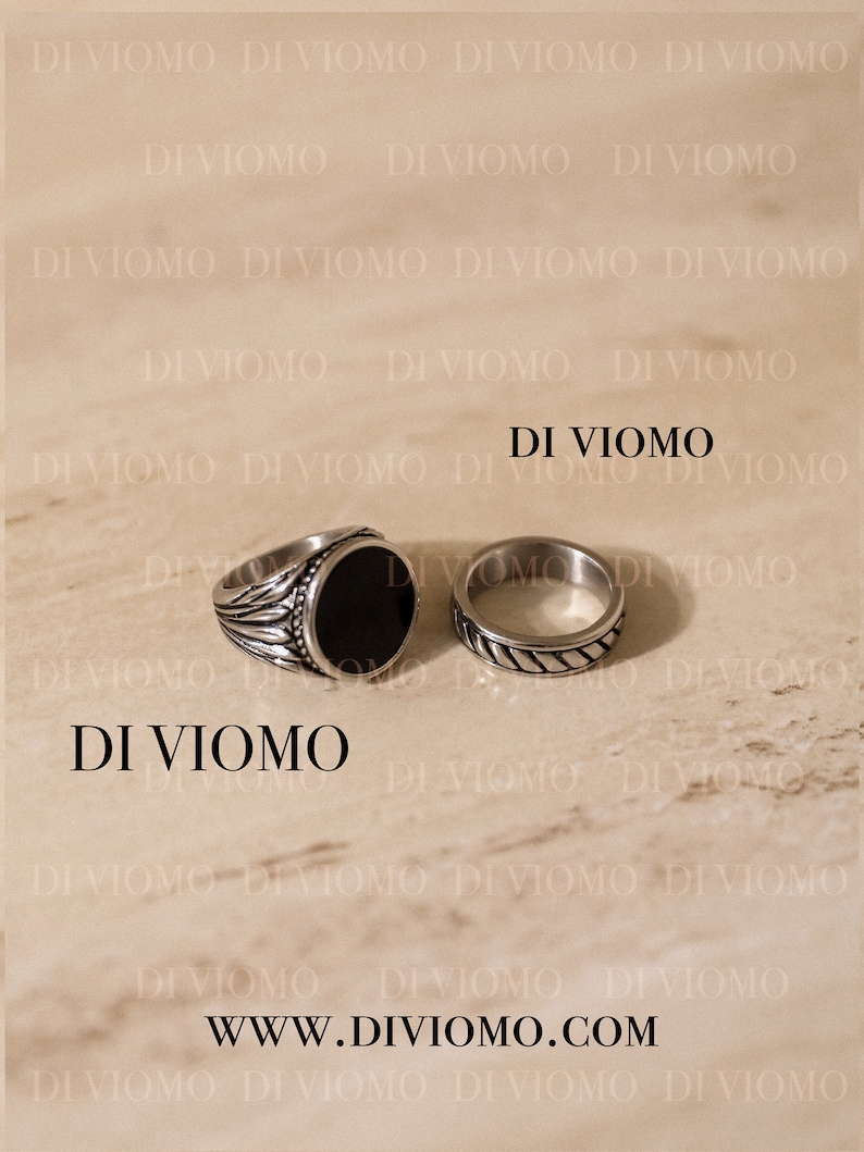 18k Gold Onyx Ring Set, schwarzer Steinring Männer, Herrenring schwarzer Stein, schwarzer Siegelring Männer, Edelstahl, wasserdichter Ring, Geschenk Silver Ring Set