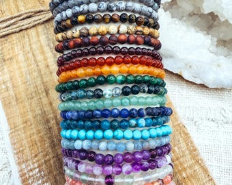 4mm Crystal Bead Bracelet - Stackable Gemstone Jewelry