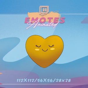 Animated YELLOW Heart - Beating Heart Emote| Love Emote, Valentines Emote, Smiling Heart Emote for Twitch, Discord, Mixer and more