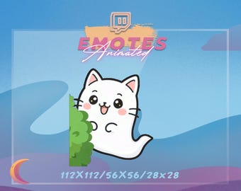 Animated GHOST Cat Twitch Emote | LURK | Kawaii Emotes for Twitch, Kick, Streamers and Gamers