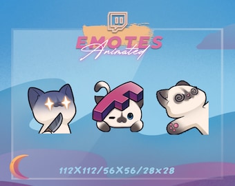 Animated Cat Chibi Emote Pack - Siamese Twitch Emotes | Anime Emote | Evil | Press F | Knocked out