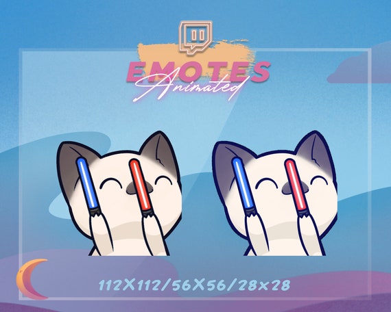 Animated Glow Stick Cat Twitch Emote: Chibi Kawaii Party (digital