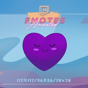 Animated PURPLE Heart - Beating Heart Emote| Love Emote, Valentines Emote, Smiling Heart Emote for Twitch, Discord, Mixer and more