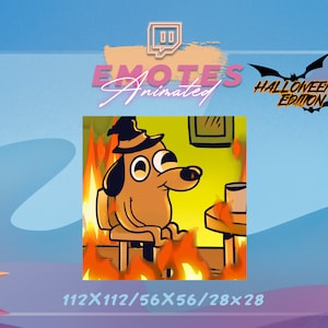 This is fine with witch hat-  Halloween Emote | Stream Emote| Meme Emote | Kawaii GIF