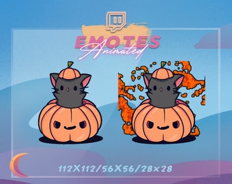 Pumpkin Twitch Emote - Animated Halloween Emote | Jack-o-Lanters Emote | Black Cat Emote | Streamers Emote
