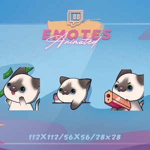 Paquete de gestos Chibi de gato animado - Gestos de Twitch siameses / Gesto de anime / Pistola / Dinero / Bongo