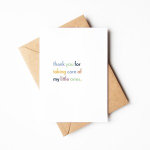 Carte de voeux, souvenir pour un aidant naturel, cadeau unique pour enseignant, nounou, mannequin ou baby-sitter, souvenir vibrant attentionné